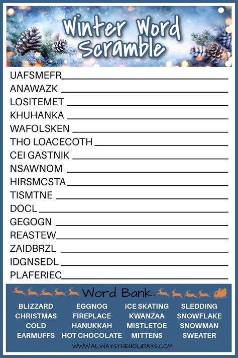 Winter Words Answers [All Images] .